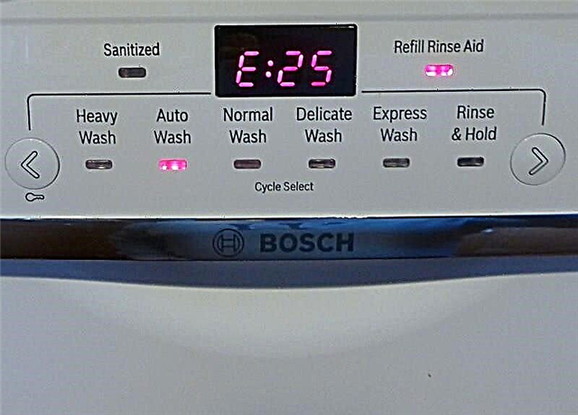 Erro E25 na máquina de lavar louça Bosch (Bosch) - causas, reparos