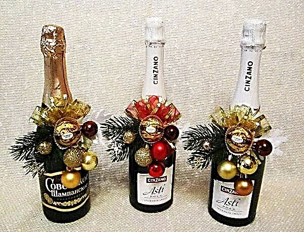 En la mesa de Año Nuevo y como regalo: hacemos una composición de dulces y una botella de champán.